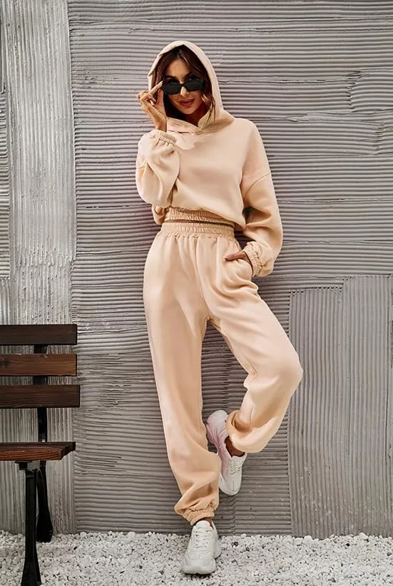 Womens 2 Piece Outfits Hoodie Sweatsuit Sets,Fall Oversized Sweatshirt Jogger Sweatpants Y2K Fashion Lounge Sets