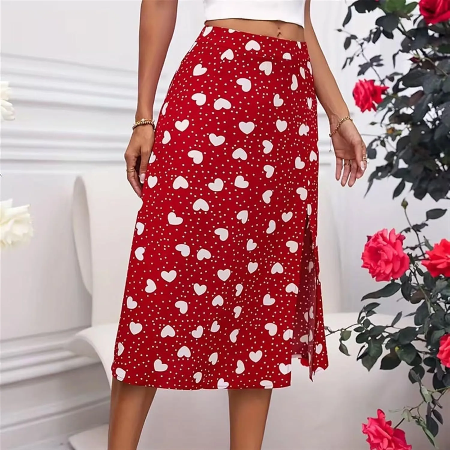 Women's Boho Print Skirt Pleated A-Line Swing Midi Skirts