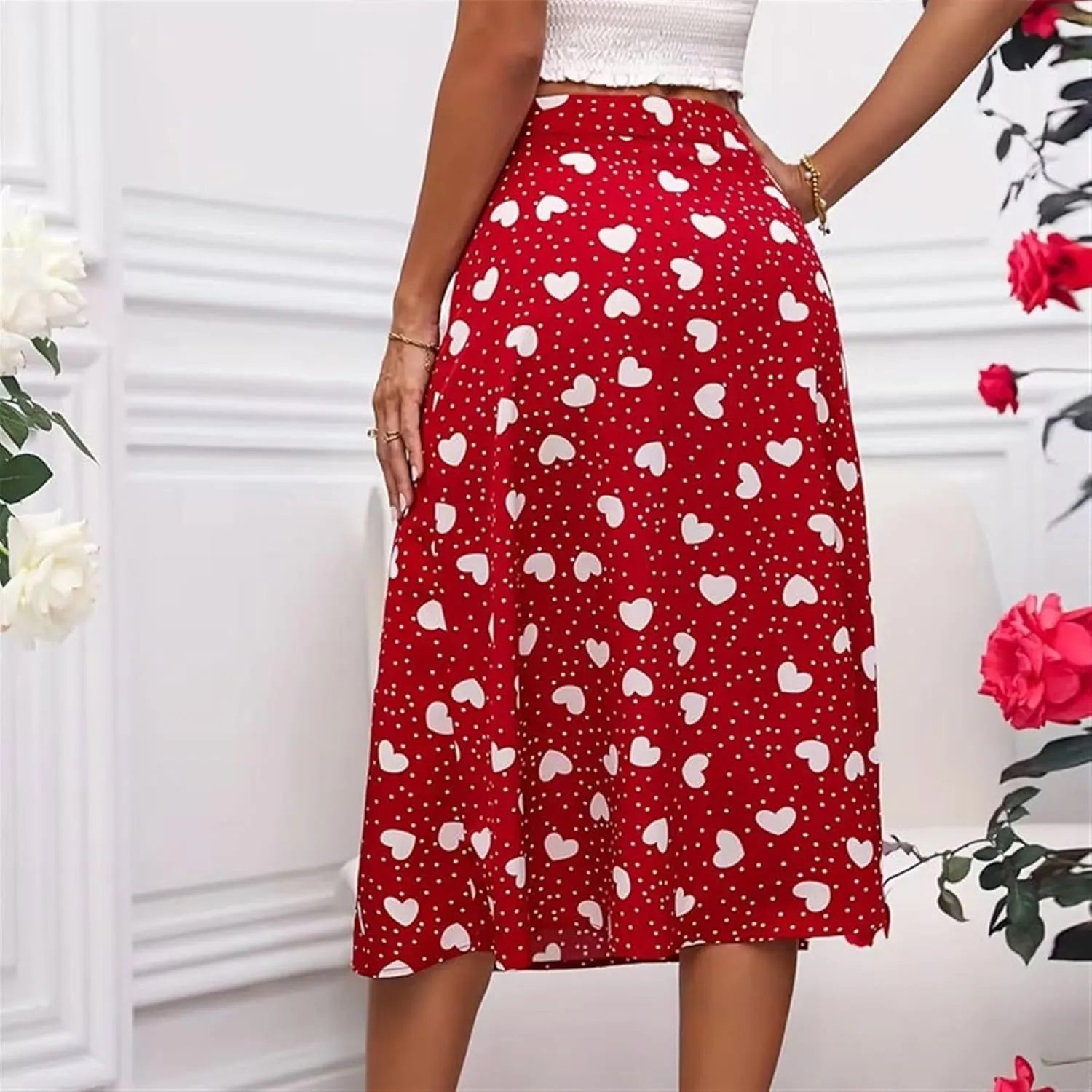 Women's Boho Print Skirt Pleated A-Line Swing Midi Skirts