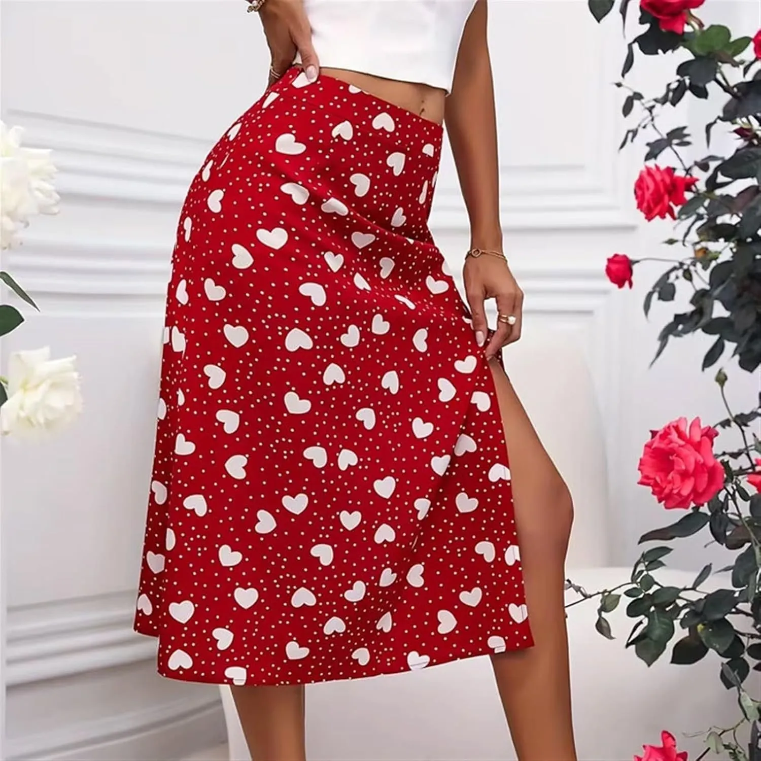 Women's Boho Print Skirt Pleated A-Line Swing Midi Skirts