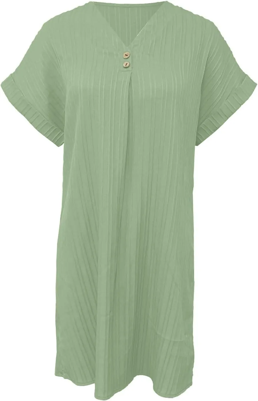 Women's Casual T Shirt Dress Summer V Neck Button Short Sleeve Dresses 2025 Mini Sundresses Linen Dress Women