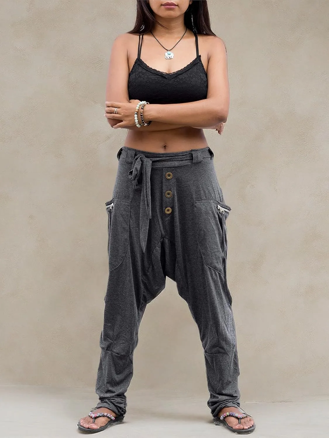 Women's Harem Loose Yoga Travel Lounge Pants with Pockets Casual Boho
