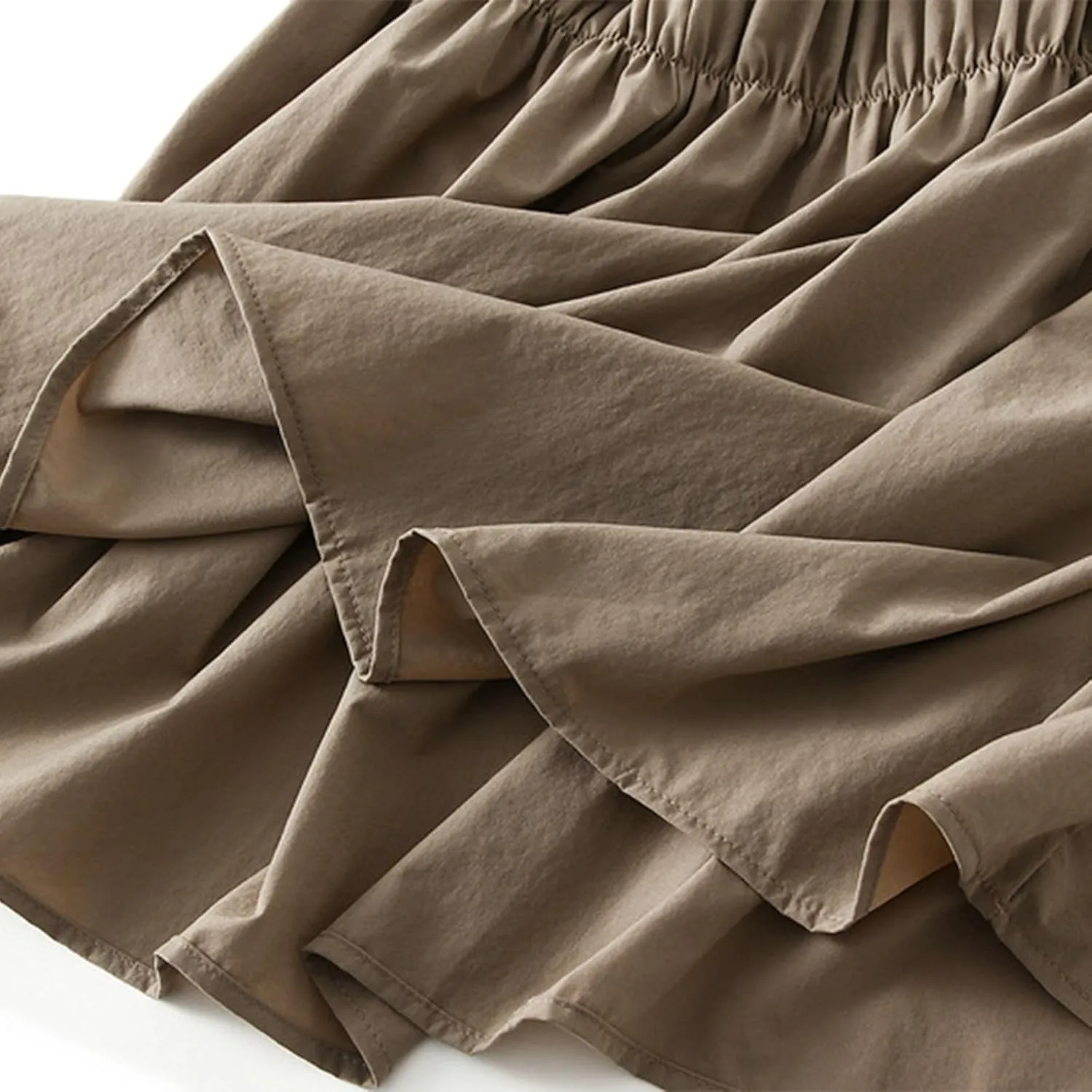 Women's High Waist Flared Skirt Casual Pleated Swing Midi Skirt Vintage Plain A-line Long Skirts with Pockets