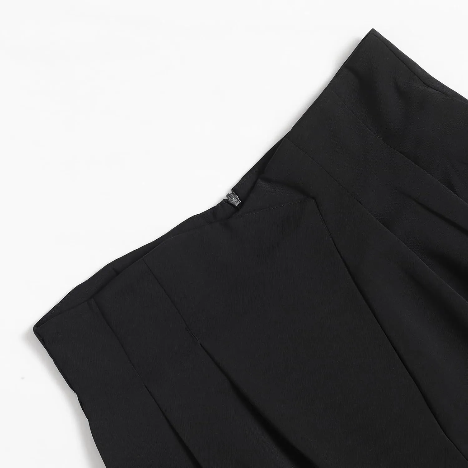 Women's High Waist Pleated Straight Leg Trousers Casual Business Work Trouser Pants