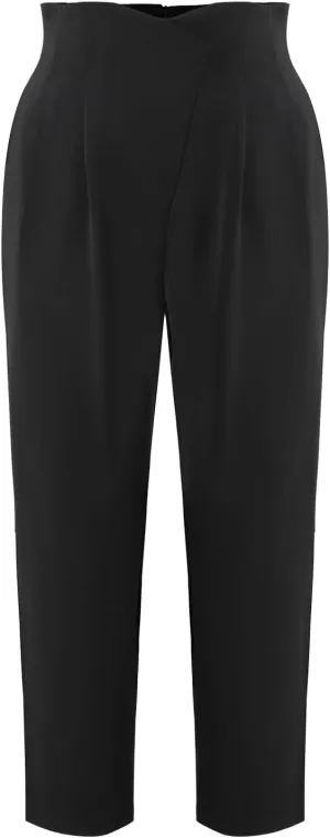 Women's High Waist Pleated Straight Leg Trousers Casual Business Work Trouser Pants