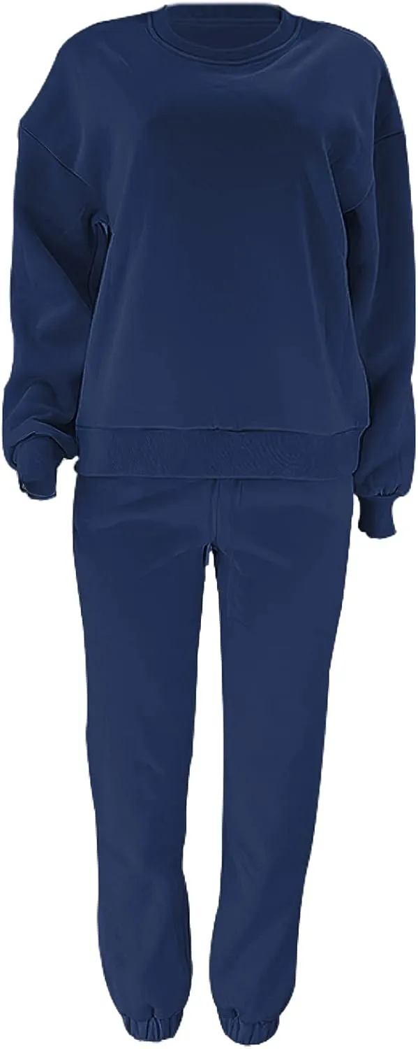 Women's Pullover Tracksuit Fleece Sweatshirt Jogging Pants 2 Pieces Sweatsuits