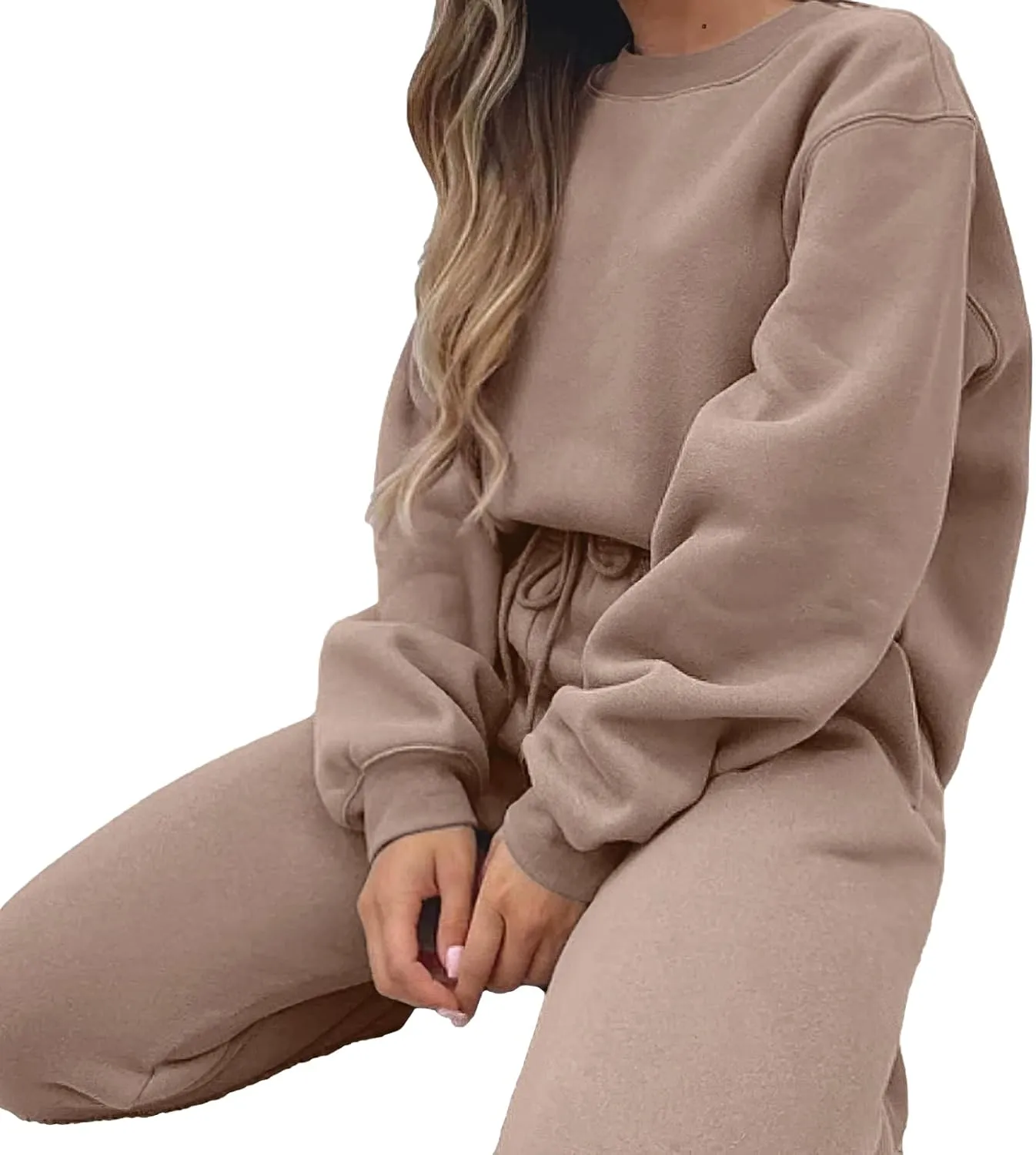 Women's Pullover Tracksuit Fleece Sweatshirt Jogging Pants 2 Pieces Sweatsuits