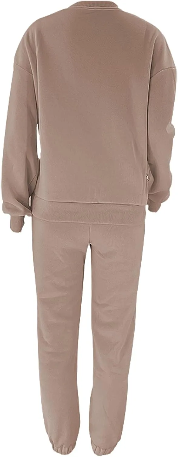Women's Pullover Tracksuit Fleece Sweatshirt Jogging Pants 2 Pieces Sweatsuits