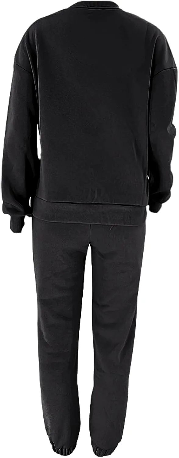 Women's Pullover Tracksuit Fleece Sweatshirt Jogging Pants 2 Pieces Sweatsuits