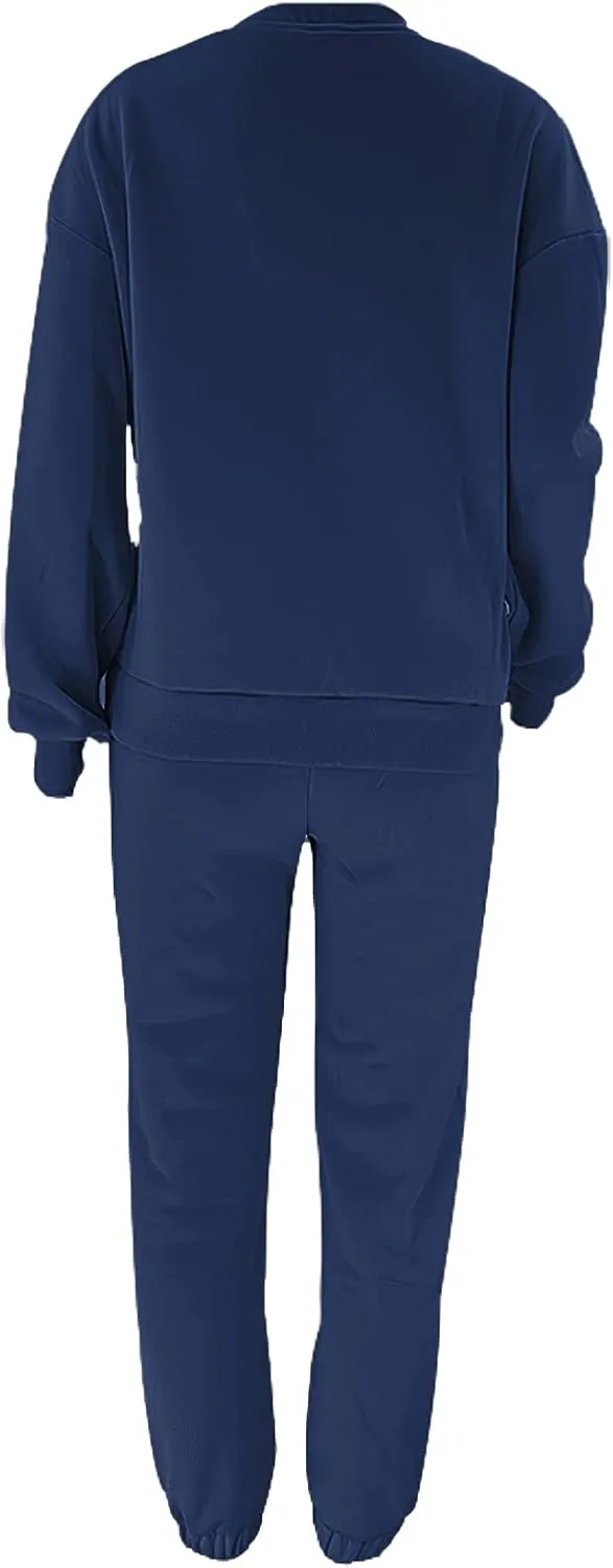 Women's Pullover Tracksuit Fleece Sweatshirt Jogging Pants 2 Pieces Sweatsuits