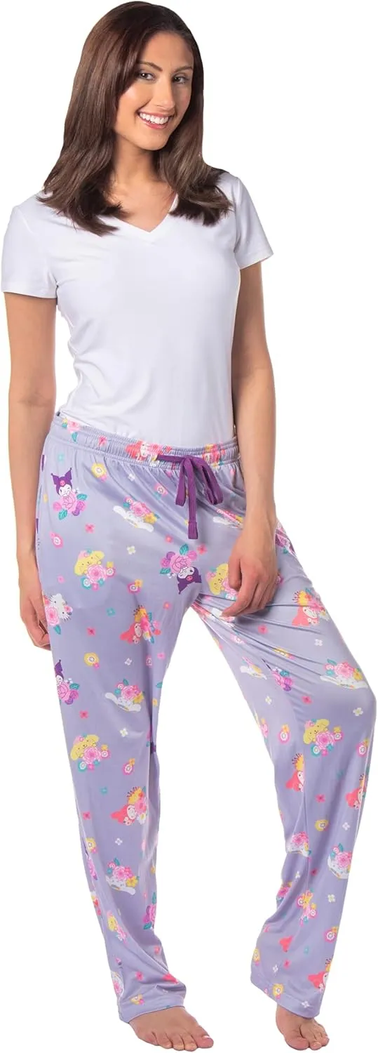 Women's Sanrio Hello Kitty and Friends My Melody Kuromi Cinnamaroll Pompompurin Floral Adult Pajama Pants