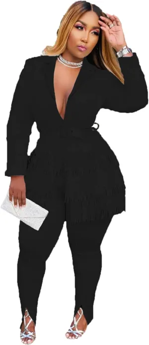 Womens Sexy 2 Pieces Graffiti Print Blazer Suit Pants Set Nightclub Tracksuit Outfit Set