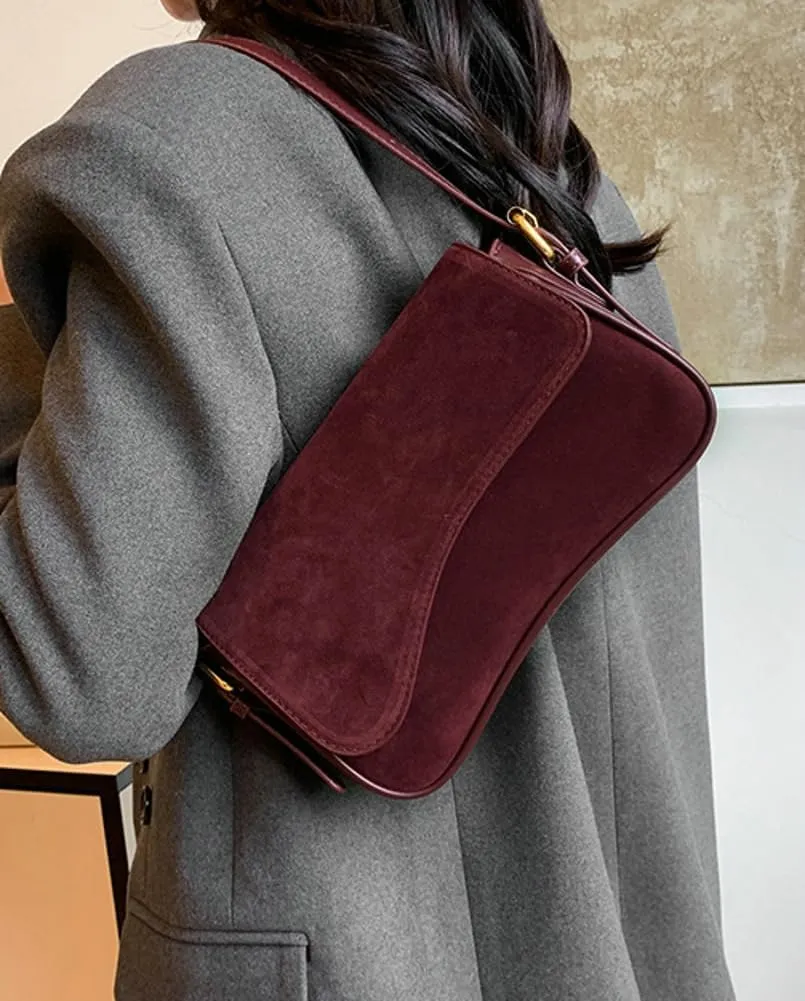 Womens Suede Hobo Shoulder Bag Retro Winter Fall Tote Handbags 2024 Crossbody Bag Underarm Bags for Travel Work