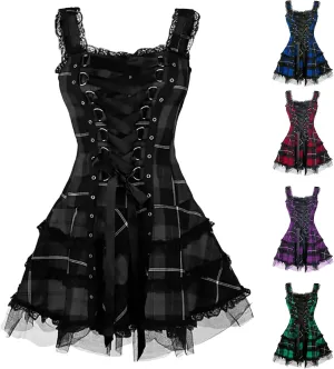 Womens Summer Dresses for Women Gothic Dress Mesh Plus-size Lace Strapless Gothic Clothes for Women Medieval Dress
