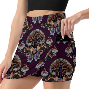 Women's Tennis Skirt 70s Paisley Print Athletic Golf Skorts for Woman with Pockets Summer Mini Skirts Workout Outfits