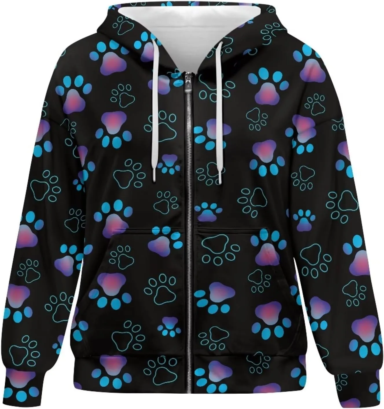 Womens Zip Up Hoodies Long Sleeve Sweatshirts Casual Oversized Fall Outfits Drop Shoulder Outdoor Sweatshirt with Pockets