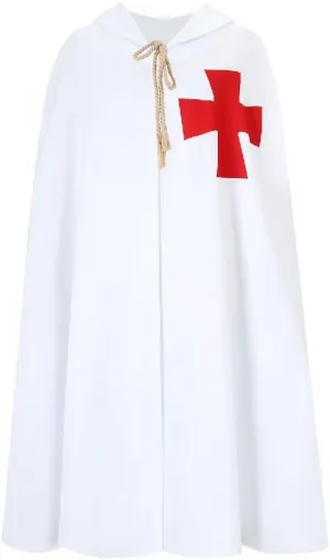 XGOPTS Men's Medieval Templar Knight Cloak Crusader Hospitaller Hooded Robe Halloween Costume Cape Hoodie Cosplay Robe
