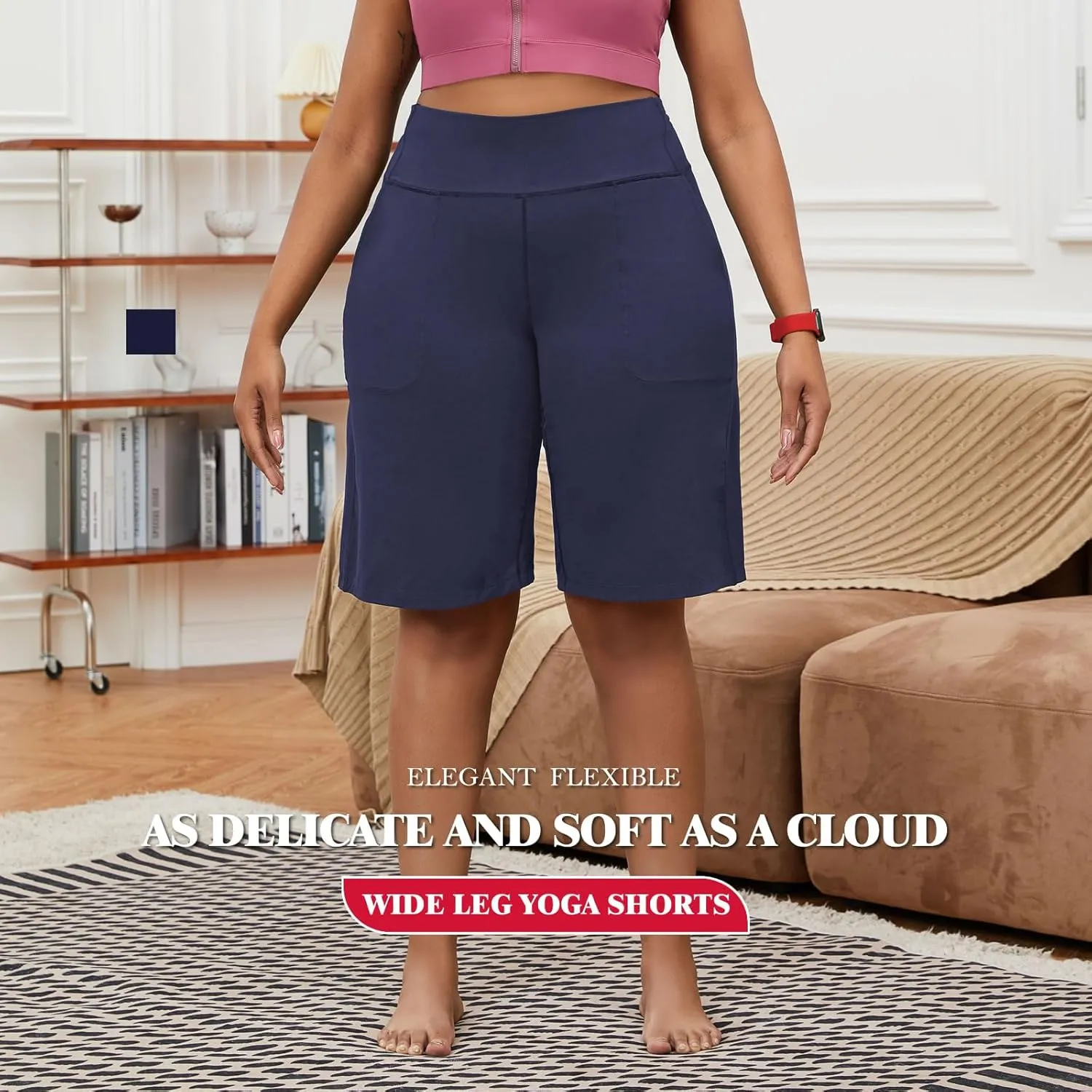 YOHOYOHA Plus Size Women Yoga Shorts-Capris Pants Wide Leg Casual Workout Pants