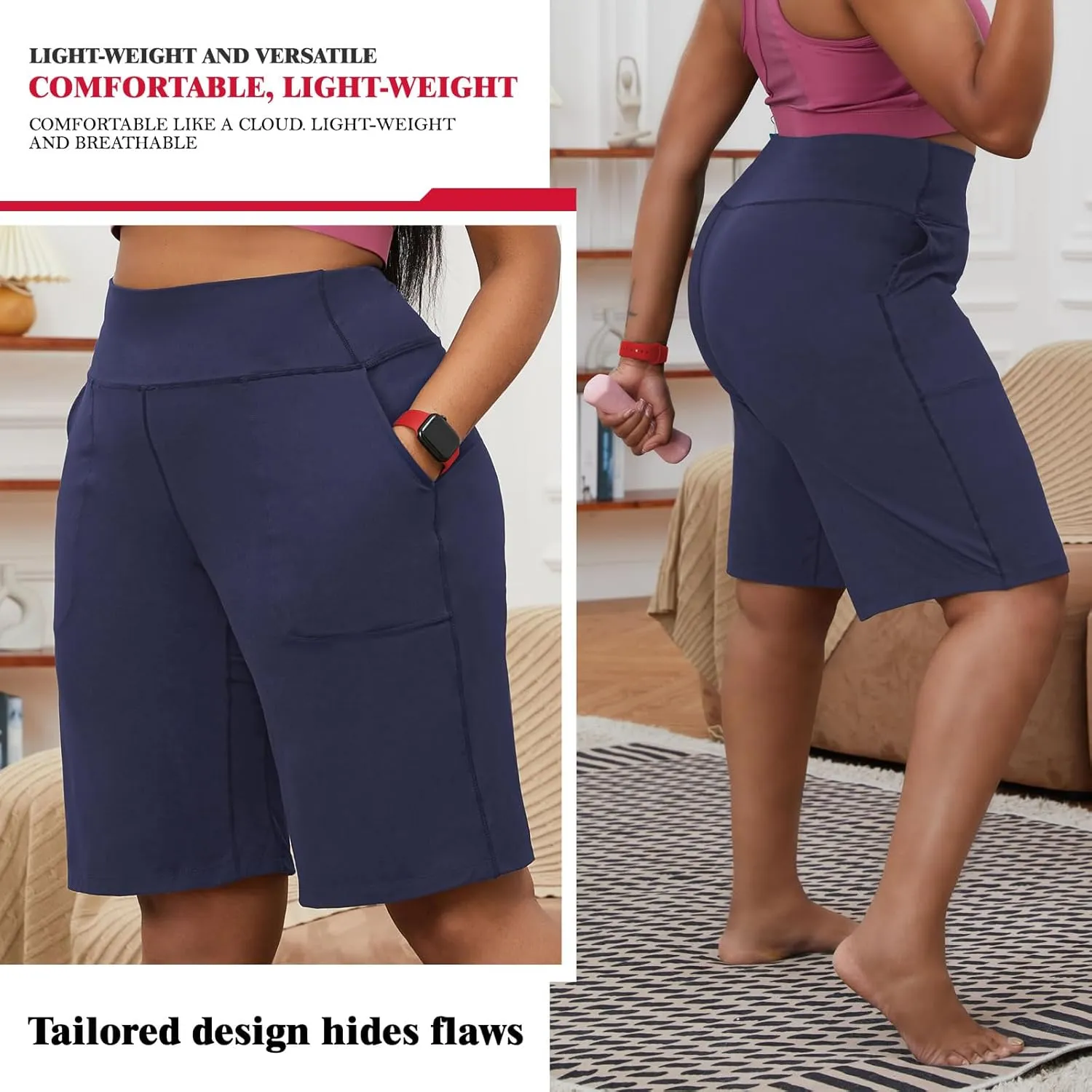 YOHOYOHA Plus Size Women Yoga Shorts-Capris Pants Wide Leg Casual Workout Pants