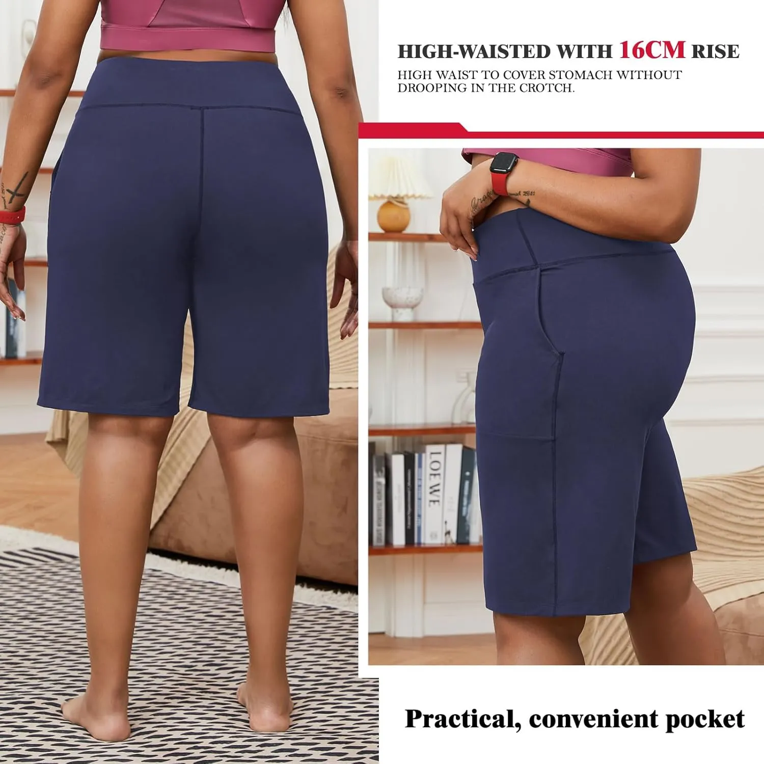 YOHOYOHA Plus Size Women Yoga Shorts-Capris Pants Wide Leg Casual Workout Pants