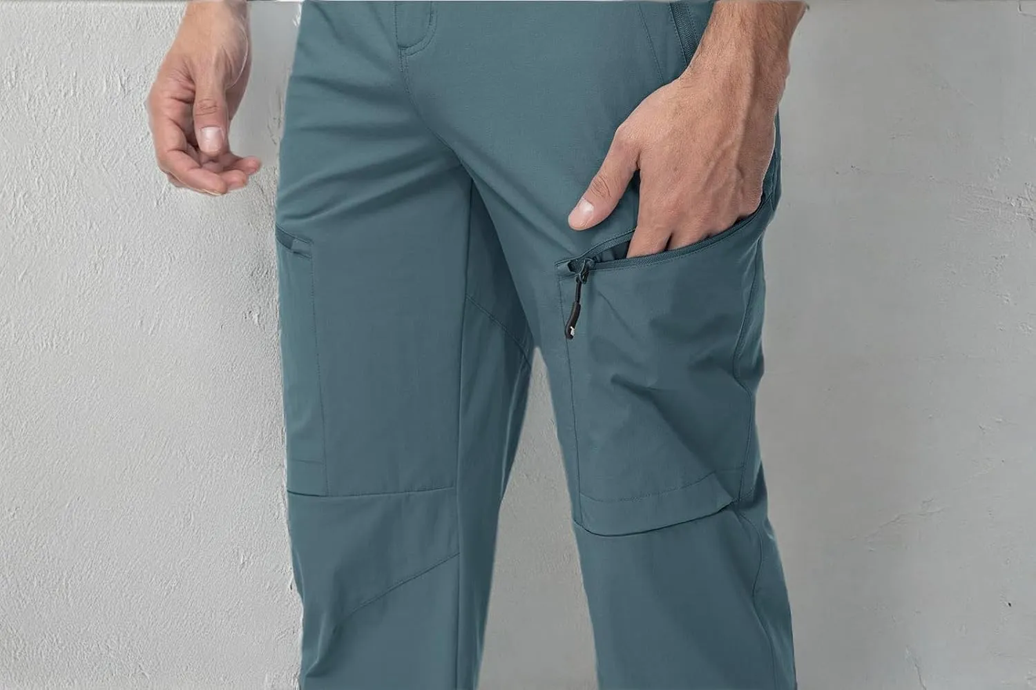 YSENTO Men's Cargo Hiking Pants Lightweight 5 Zipper Pockets Stretch Quick Dry Camping Fishing Travel Pants