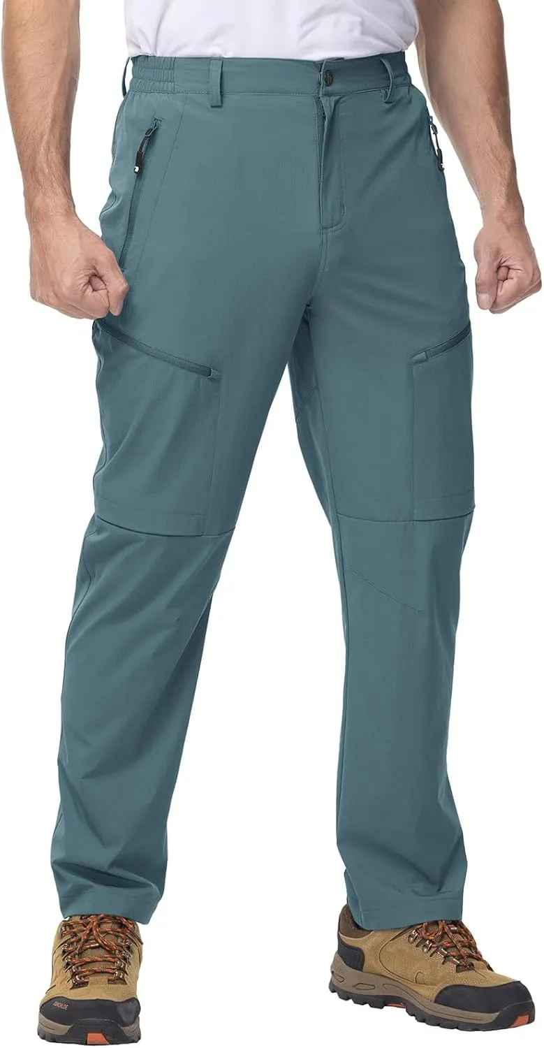YSENTO Men's Cargo Hiking Pants Lightweight 5 Zipper Pockets Stretch Quick Dry Camping Fishing Travel Pants