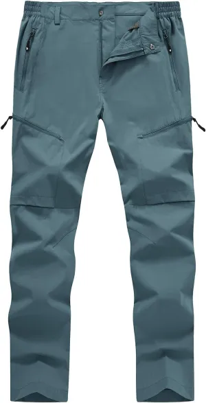 YSENTO Men's Cargo Hiking Pants Lightweight 5 Zipper Pockets Stretch Quick Dry Camping Fishing Travel Pants
