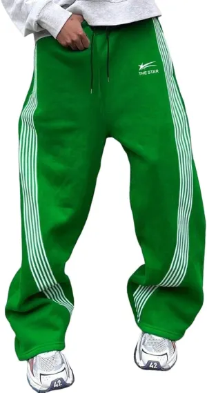 ZAFUL Men's Straight Sweatpants Long Drawstring Waist Joggers Colorblock Striped Lounge Baggy Sweat Pants with Pockets